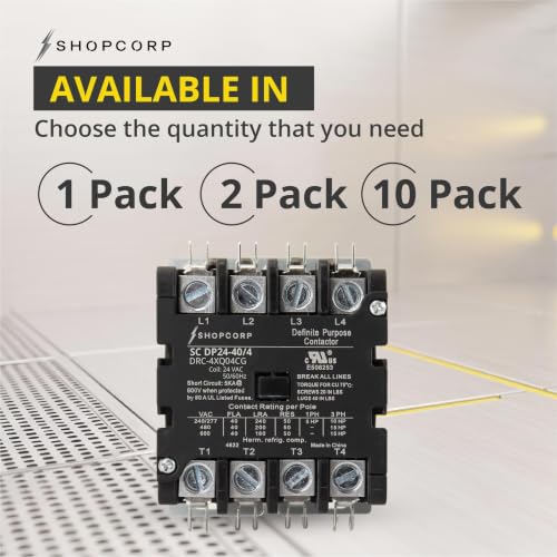 4 Pole 40 Amp AC Contactor, 24V Coil, UL Recognized, HVAC - style: 4 Pole 24V
