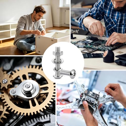 695PCS M3 Bolt Assortment Kit, Hex Socket Button Head Screws Nuts Bolts Washer Assortment Kit 304 Stainless Steel M3 x 6/8/10/12/16/20/25/30mm - size: M3 695PCS Button SS