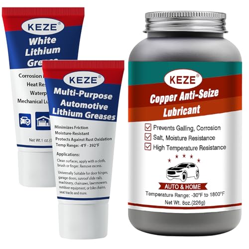 Keze White Lithium Grease Automotive 2 oz and Copper Anti Seize Grease 8 oz