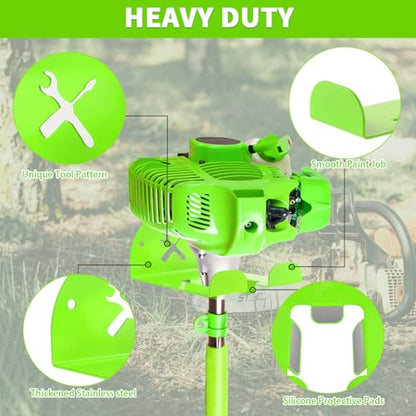 Upgraded Trimmer Rack Wall Mount - 8" Heavy Duty Weed Eater Hanger for Garage Wall, Garden Power Tool Holder Organizer Hooks for Grass Trimmer, Hedge Trimmer, Leaf Blower and Chainsaw, Green, 3 Pack - color: Green-3Pack