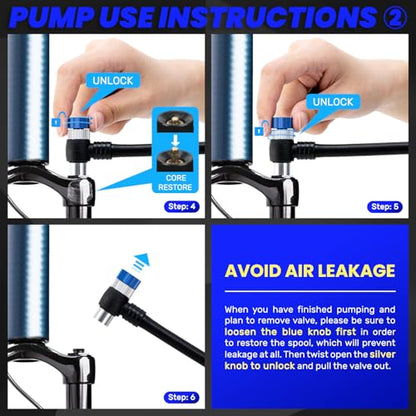 High Pressure Shock Pump, Bike Shock Air Pump with Gauge 400 PSI - color: silver