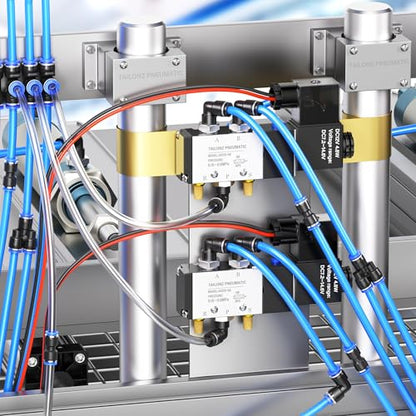 TAILONZ PNEUMATIC 1/4 Inch OD Push to Connect Fittings Pneumatic Fittings Kit 8 Spliters+10 Elbows+8 tee+10 Straight (36 pcs) - color: Blue, size: 1/4"OD/36PCS