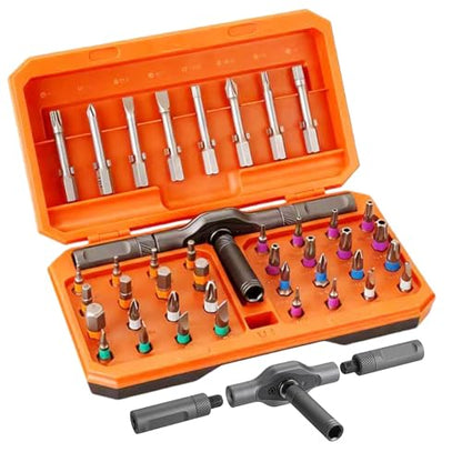 42-in-1 Magnetic Ratchet Screwdriver Set with Detachable T-Handle - color: Orange, size: 42 in 1