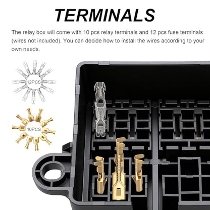 12V 6 Way Fuse Relay Box, 2 Relays and 12 ATC/ATO Blade Fuses Slots, Compatible with 4-Pin 5-Pin 40Amp Relay, for Cars Truck Jeep - size: 2Relays 6Fuses solts, style: Box