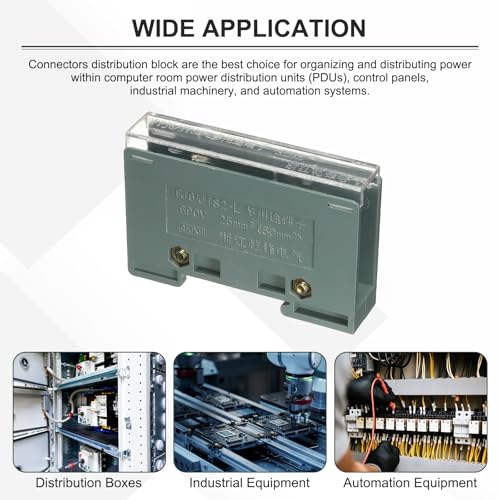 MECCANIXITY 1 in 6 Out Rail Terminal Blocks, 690V 100A Connectors Power Distribution Block with Flame-Retardant Housing for Power Distribution Cabinets 18mm Width 14-12AWG Gauge - size: 18mm 14-12AWG, style: 1 in 6 Out