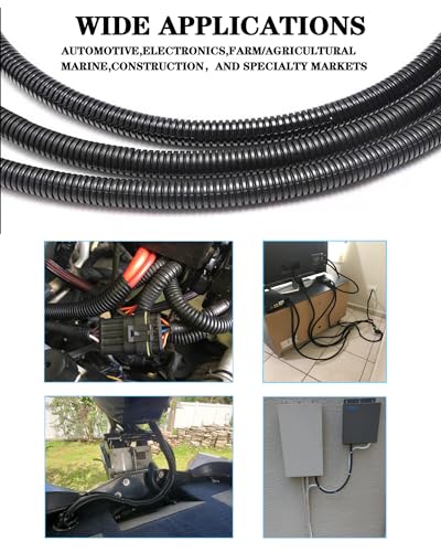 1/2 Inch Wire Loom Split Tubing - 16.5ft Cord Protector Electric Wires Covers, Automotive Wire Flexible Conduit, Plastic Wire Cover - size: 1/2"-16.5ft