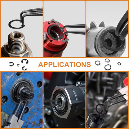 352Pcs Retaining Ring Kit with E-Clips(2.0mm-15mm) & C-Clips(M5-M16) Black - size: Carbon Steel-352PCS
