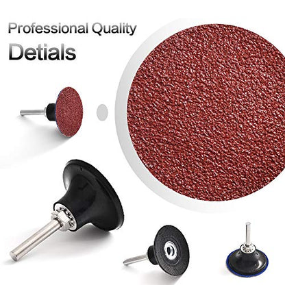 Miroku 50Pcs Mixup 2 inch Twist on Quick Change Discs Set, A/O Sanding Discs with 1/4" Holder, for Die Grinder Surface Prep Strip Grind Polish Finish Burr Rust Paint Removal - style: 50Pcs Mixup