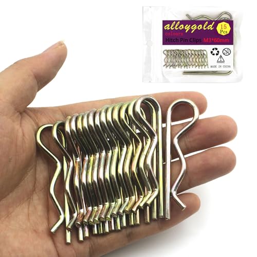 15Pcs Heavy Duty Hitch Pins Clip R Clips Cotter Pins, Colour Zine Spring Retaining Wire Hair Pins， Large for Trailer Tractors Mower Carts Truck Pin Clip，Strong Spring Tension M3×60mm - size: M3×60mm-15pcs Color zinc-plated