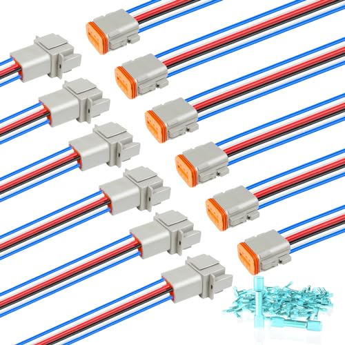 6 Kit Deutsch DT 8 pin Grey Male Female Wiring Harness - color: Grey 8Pin, size: 6Set
