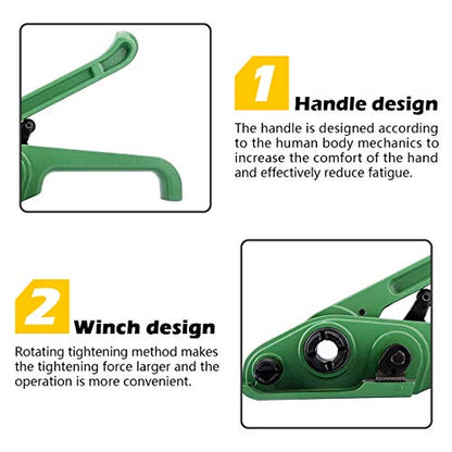 MYFAMIREA Heavy Duty Poly Strapping Tensioner and Cutter Manual Banding Tools Windlass for 1/2" -3/4" Width Polyester Polyproplyn Strap (Jungle Green) - style: Tensioner-Jungle Green
