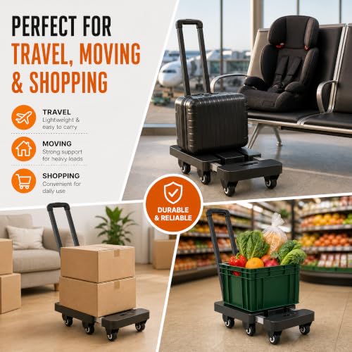Folding Hand Truck 500lbs Capacity, Heavy Duty Dolly Cart with 6 Wheels
