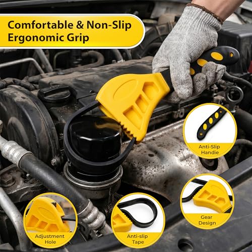 2-Pack Adjustable Rubber Strap Wrench Set, Heavy-Duty Oil Filter Wrench 6 inch & 8 inch Diameter, Non-Slip Belt Wrench for Jar Opener, Water Filter, Plumbing, Sink, Faucet Repair Tool