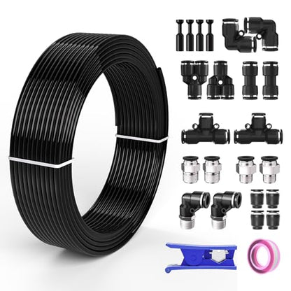 5/16 OD Inch 8mm Air Line Hose Tubing Kit Poly Airline Black - color: Black, size: 5/16" OD
