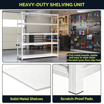 60" W Garage Shelving, 3000lb Heavy Duty Shelving - color: White, size: 60"W x 20''Dx 78"H