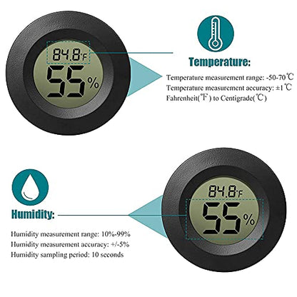 10-Pack Mini Thermometer Hygrometer, Small Digital Electronic Temperature Humidity Meters Gauge Indoor LCD Display for Greenhouse, Garden, Cellar, Fridge, Mason Jar