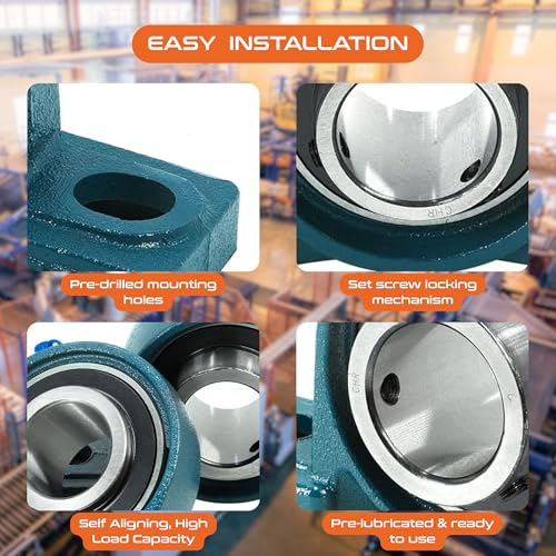 CHR 2 Pack UCP204-12 Pillow Block Bearings | Mounted Pillow Block Bearings - Chrome Steel with 3/4" Bore | ISO 9001-2015 Certified - size: 2, style: UCP204-12