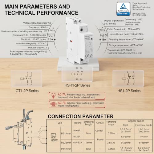Heschen 25A 2 Pole Modular AC Contactor CT1-25, 110V AC Coil - color: 110V AC Coil, size: 25 Amp