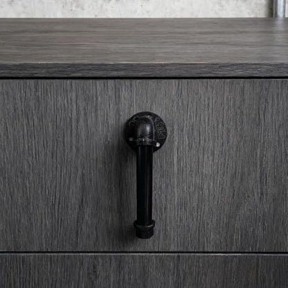 Industrial Water Pipe Cabinet Knobs Pulls, Retro Industrial Style for Wardrobe Dresser Cupboard Drawer Furniture Door Pulls Handle Home Kitchen Hardware 4 Pieces (A Style) (E)