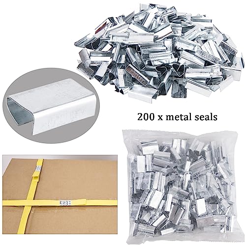 Banding Strapping Kit, Pallet Strapping Kit, Poly Strapping Kit, Plastic Strapping Kit Include Pallet Packaging Strapping Tool, Sealer Tools 3200' Length x 1/2" Wide and 200 Metal Seals