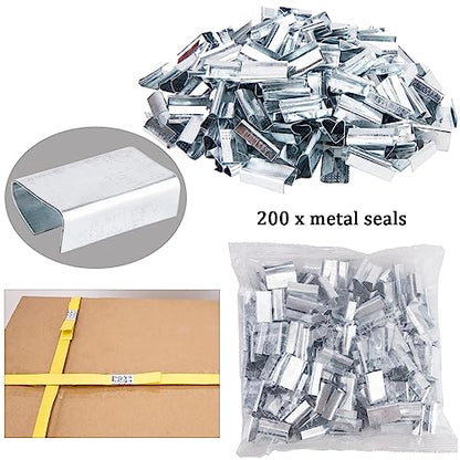 Banding Strapping Kit, Pallet Strapping Kit, Poly Strapping Kit, Plastic Strapping Kit Include Pallet Packaging Strapping Tool, Sealer Tools 3200' Length x 1/2" Wide and 200 Metal Seals