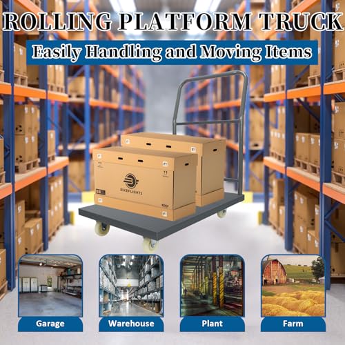 Heavy Duty Platform Truck Moving Flatbed Cart, Steel Flatbed Cart for Luggage Moving, Shopping, 36"x24"Push Dolly, 2000 LBS Dolly Cart Flatform with Wheels and Handle (36"x24") - size: 36"x24"
