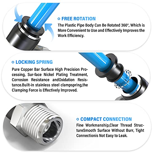 TAILONZ 10mm x 1/4" NPT Push to Connect Elbow Fitting 10Pcs - size: 0.394" OD 1/4" MNPT