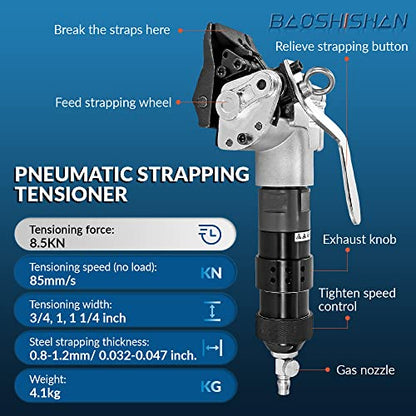 BAOSHISHAN Pneumatic Steel Strapping Machine for 3/4'' Width Strapping - size: 0.75inch