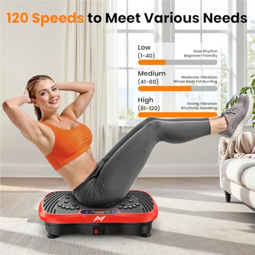 AXV Vibration Plate Exercise Machine Fitness Platform Body Vibrating Board - color: BT.PRO.RED