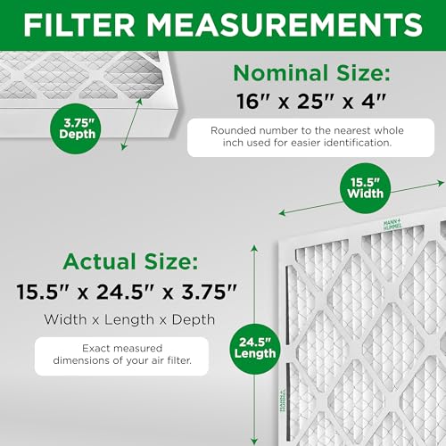 MANN+HUMMEL 16x25x4 MERV 8 Pleated 4" AC Furnace Air Filter. 2 Pack - style: 16 x 25 x 4