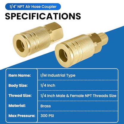 1/4" NPT Air Hose Fittings Coupler & Plug Kit, 8 Pieces - size: Mix 1/4" 8 pcs