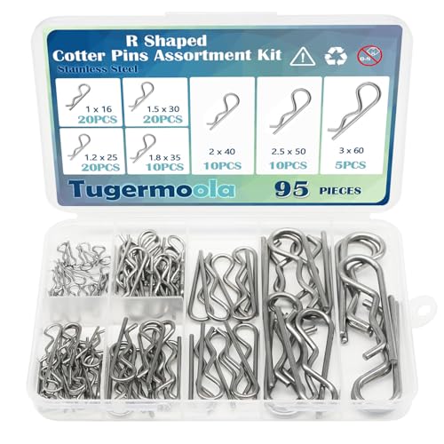 95PCS 7 Sizes Stainless Steel Hitch Pin Clip Assortment Kit R Shaped Cotter Pins Fastener Clips OLA031 - size: 95 pcs Assortment (7 Sizes)