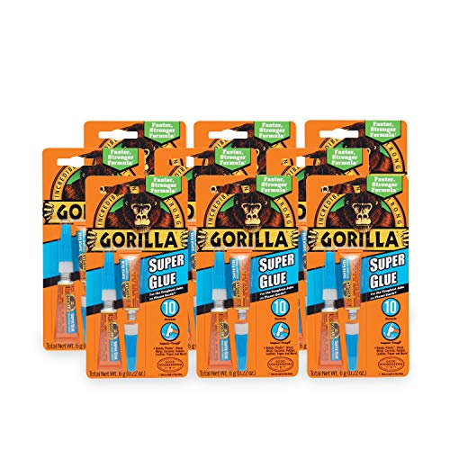 Gorilla Super Glue, Two 3 Gram Tubes, Clear, (Pack of 9) - size: 9 - Pack
