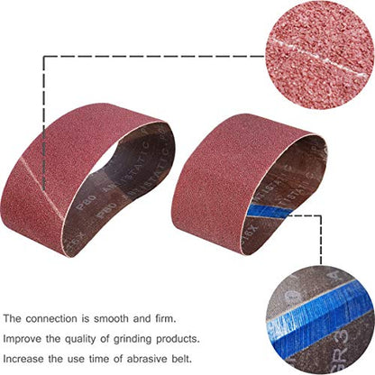 Tonmp 15 Pack 2-1/2" x 14" Sanding Belts - 5 Each of 40 80 120 Grit Aluminum Oxide Sanding Belts For Belt sander (2.5x14 inch) - size: 2.5x14 inch