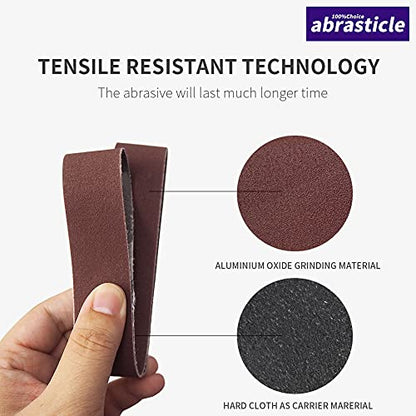15 Pcs 1-1/8 x 21 Inch Assorted Aluminum Oxide Sanding Belt - 80/120/150/240/400 Grit - size: 1.125x21(15pcs)