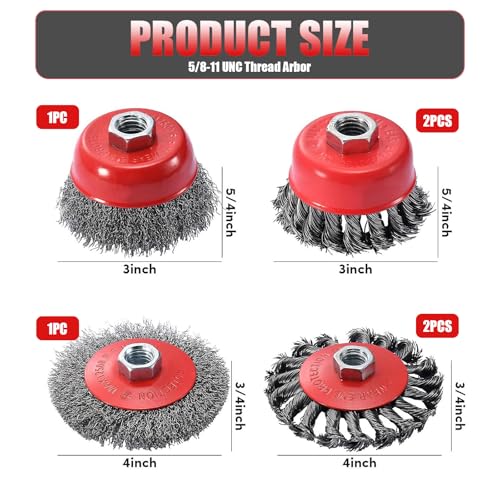 6 Pack Wire Wheel Brush Set for 4 1/2" Angle Grinder