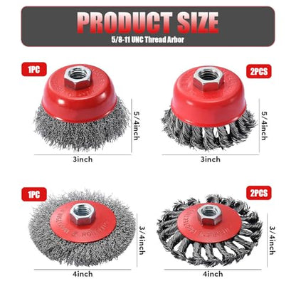 6 Pack Wire Wheel Brush Set for 4 1/2" Angle Grinder
