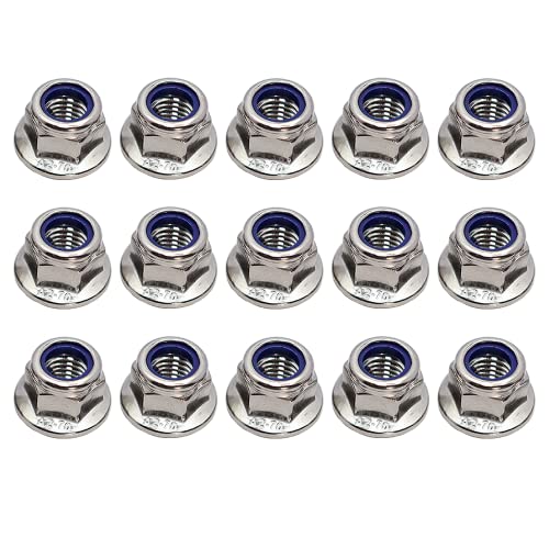 M8-1.25 Flange Nut 15 Pack, 304 Stainless Nylon Insert Lock Nut DIN6926 - size: M8x1.25mm, 15 pcs
