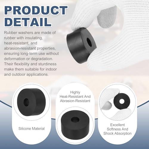 uxcell 15Pcs Rubber Spacers, 20mm OD, 6mm ID, 10mm Thick Black Round Anti Vibration Rubber Pads Isolation Bushings Washer for Home Cars Boat(0.79" OD x 0.24" ID x 0.39" Thick) - size: 35mm OD x 10mm ID x 15mm Thick