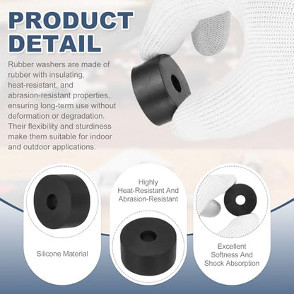 uxcell 15Pcs Rubber Spacers, 20mm OD, 6mm ID, 10mm Thick Black Round Anti Vibration Rubber Pads Isolation Bushings Washer for Home Cars Boat(0.79" OD x 0.24" ID x 0.39" Thick) - size: 35mm OD x 10mm ID x 15mm Thick