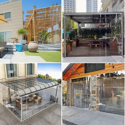 LC&QS Clear Tarps Heavy Duty PVC, 14Mil Thickened Tear Resistant Waterproof PVC Vinyl Tarp，Protects Against Water,Tear, Cold Weather Resistan，for Patio,Porch and Outdoor（7' x 10'） - size: 7' x 10'（2.1 x 3m）
