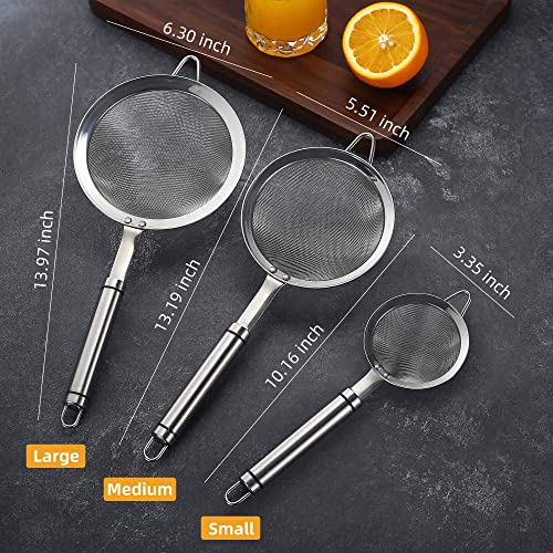 5.51inches 304 Stainless Steel Fine Mesh Strainer Tea Sieve Sifter - color: Silver, size: 5.51 inch