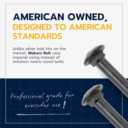 3/8" x 12" (25 Pack) Black Carriage Bolt Kit, Grade 307A, Ceramic Coated for Exterior Use, 2X Rust Resistance of Galvanized by Makers Bolt - size: 3/8 x 12