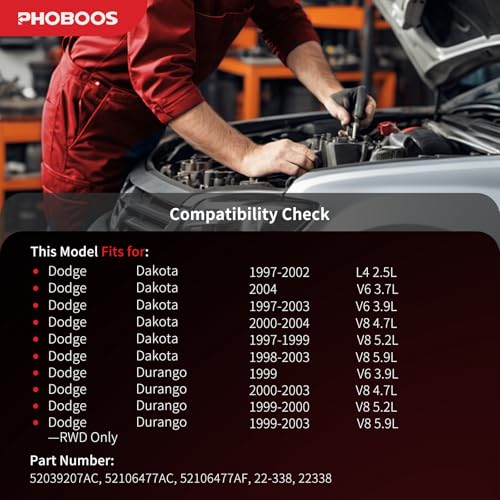 PHOBOOS Hydraulic Power Steering Rack and Pinion Fit for Dodge - size: 22-338