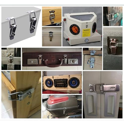 Lovelysp Stainless Steel Spring Loaded Toggle Latch Tool Box Hood Locks Latches with Mounting ScrewsSilver Catch Hasp Clamp Clip Lock for Cabinets Wooden Cases, etc. 2PCS