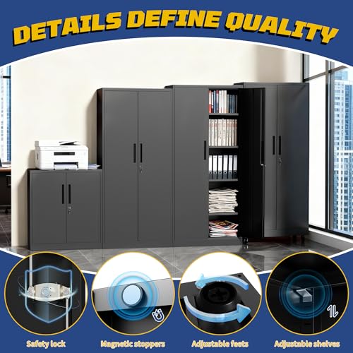 Metal Garage Storage Cabinet, 72" Steel Tool Cabinets with Lock - size: H72"