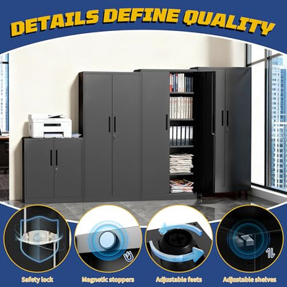 Metal Garage Storage Cabinet, 72" Steel Tool Cabinets with Lock - size: H72"