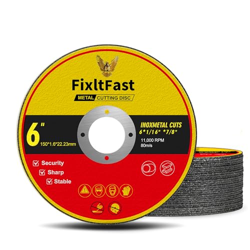 FIXLTFAST 6 x 0.045 x 7/8" Metal & Stainless Steel Cut Off Wheel -25 PCS - size: 6