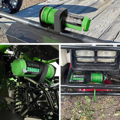 2500 lb. ATV/UTV Electric Winch, 12V Waterproof Synthetic Rope Winch,Electric Winch with Wired Remote and Wireless Remote for ATV UTV Towing,Boat,Off-Road - style: 2500LB Synthetic Rope