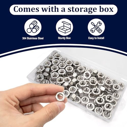 ZQZ M8-1.25 Hex Nuts,90PCS Stainless Steel Hardware Nut 304 ss Threaded Nut - size: Metric M8;90 PCS